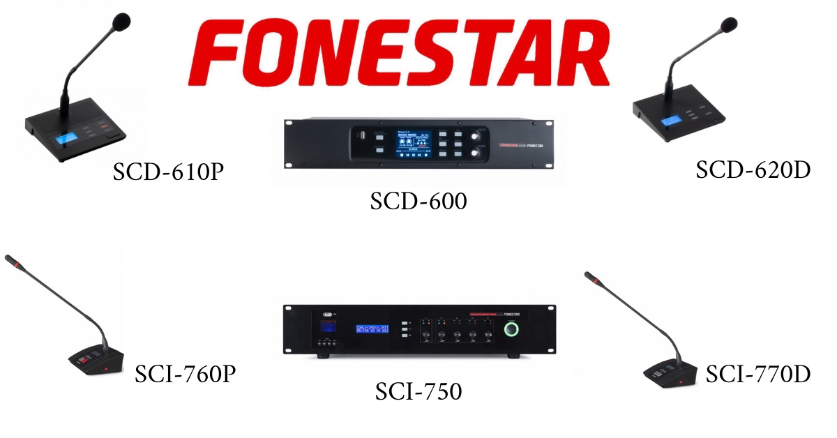 Fonestar представляет несколько серий конференц-систем 200-я серия, 500-я серия 600-я и 700-я серия